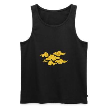 nuages japonais jaune asiatique vent météo Japon - Débardeur bio Premium Homme - noir - Devant - Michal (187cm)