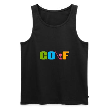 Golf Golfer - Men's Premium Organic Tank Top - black - Front - AI Model Male 178 light (178cm)