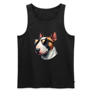 Bullterrier mit Sonnenbrille - Männer Premium Bio Tank Top - Schwarz - Vorne - Michal (187cm)