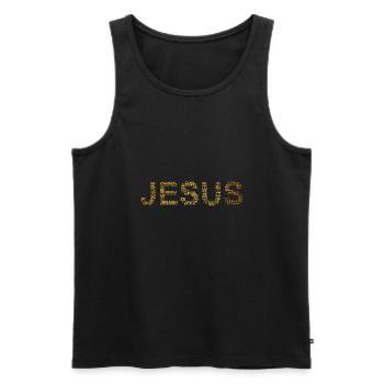 Jesus Golden - Men's Premium Organic Tank Top - black - Front - Michal (187cm)