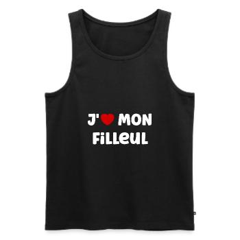 j'aime mon filleul - Débardeur bio Premium Homme - noir - Devant - Michal (187cm)