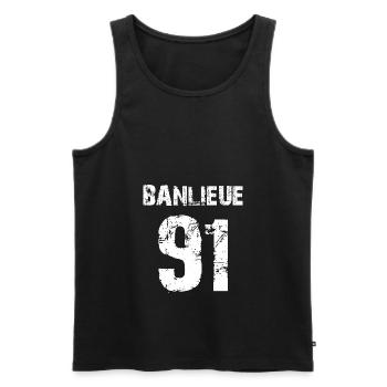 banlieue 91 - Men's Premium Organic Tank Top - black - Front - Michal (187cm)