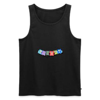 Cooles buntes Eulen Motiv - Männer Premium Bio Tank Top - Schwarz - Vorne - AI Model Male 178 light (178cm)