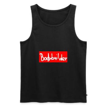 Bodybuilder lettering - Men's Premium Organic Tank Top - black - Front - Michal (187cm)