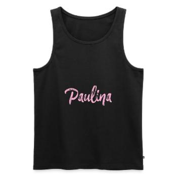 paulina,,name,schreibschrift,rosa,schrift - Männer Premium Bio Tank Top - Schwarz - Vorne - AI Model Male 178 light (178cm)