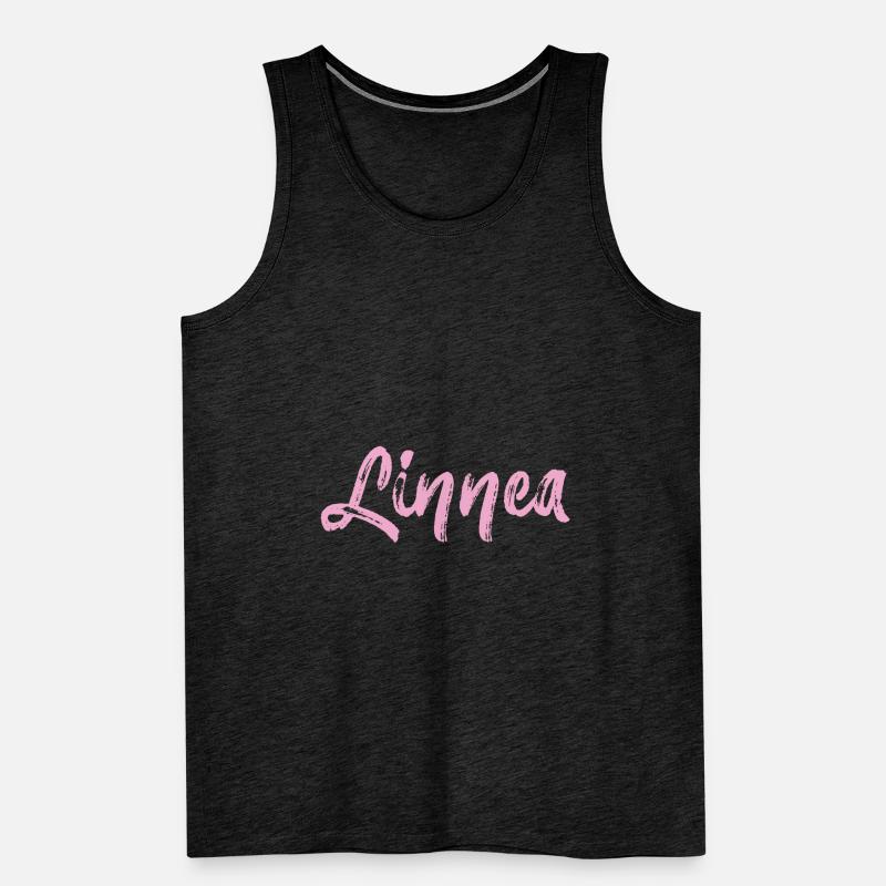 Linnea,name,handwriting,pink,font Men's Premium Organic Tank Top