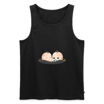 Jumeaux bébé sucettes cadeau ventre de bébé - Débardeur bio Premium Homme - noir - Devant - Michal (187cm)