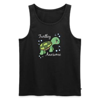 TURTLEY Funny tortue et cadeau tortue - Débardeur bio Premium Homme - noir - Devant - Michal (187cm)