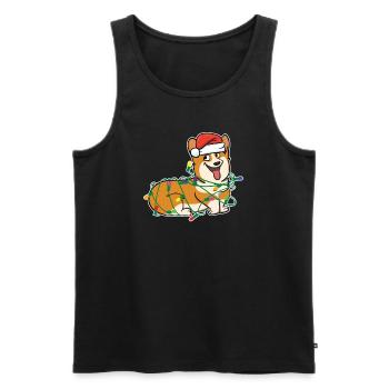 Corgi Dog String Lights Christmas Gift - Men's Premium Organic Tank Top - black - Front - AI Model Male 178 light (178cm)