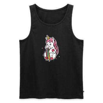 Unicorn Rainbow Colorful Pug Handing Gift - Men's Premium Organic Tank Top - black - Front - Michal (187cm)