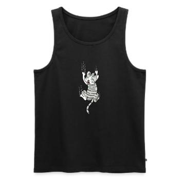 Scratching Cat Scratching Funny Gift - Men's Premium Organic Tank Top - black - Front - AI Model Male 178 light (178cm)