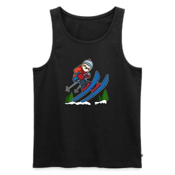 Skifahren Faultier Skiurlaub Wintersport Geschenk - Männer Premium Bio Tank Top - Schwarz - Vorne - Michal (187cm)