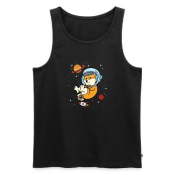 Cadeau de l'univers spatial astronaute Shiba Inu - Débardeur bio Premium Homme - noir - Devant - AI Model Male 178 light (178cm)