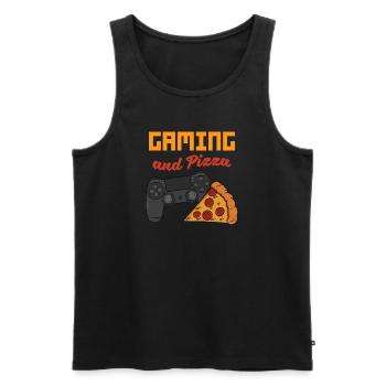 Gaming & Pizza Gambler Gamer Video Games Gift - Men's Premium Organic Tank Top - black - Front - Michal (187cm)