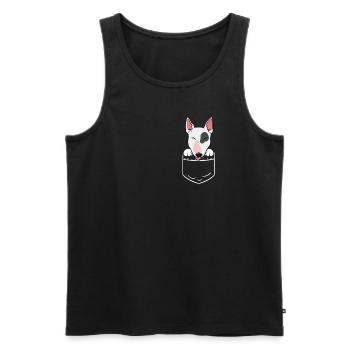 Bullterrier Hund Tasche Pocket Lustig Geschenk - Männer Premium Bio Tank Top - Schwarz - Vorne - AI Model Male 178 light (178cm)