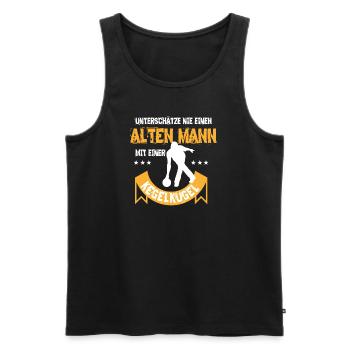 Pensioner bowling saying old man skittle ball TShirt - Men's Premium Organic Tank Top - black - Front - Michal (187cm)