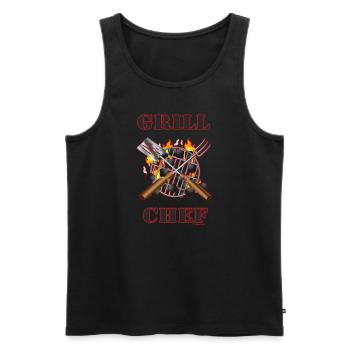 BBQ - Grill Chef - Barbecue Grille and Equipment Grill - Men's Premium Organic Tank Top - black - Front - AI Model Male 178 light (178cm)