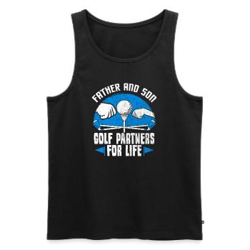 Golfen Golfer Vater Sohn Golf Geschenk - Männer Premium Bio Tank Top - Schwarz - Vorne - Michal (187cm)