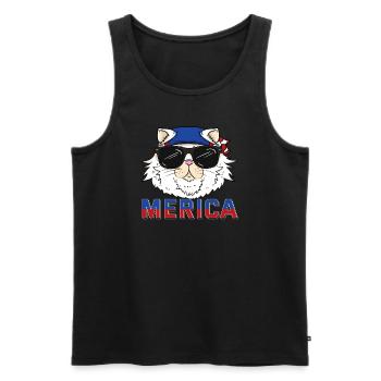 4. Juli Unabhängigkeitstag USA Merica Katze - Männer Premium Bio Tank Top - Schwarz - Vorne - AI Model Male 178 light (178cm)