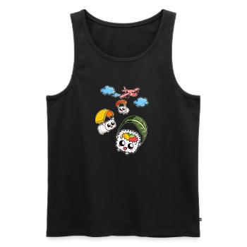Kawaii Japan Shirt Sushi Fallschirm - Männer Premium Bio Tank Top - Schwarz - Vorne - Michal (187cm)