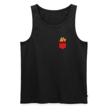 Fries Bag Funny - Men's Premium Organic Tank Top - black - Front - AI Model Male 178 light (178cm)
