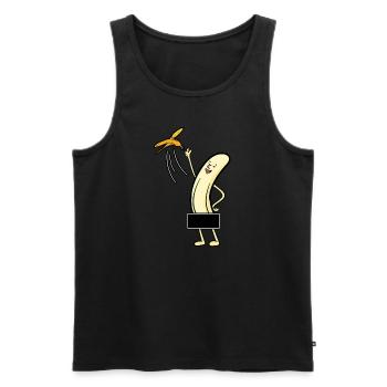 Banane Bananenschale Nackt Comic Lustig Geschenk - Männer Premium Bio Tank Top - Schwarz - Vorne - Michal (187cm)