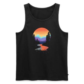 Berge Berg Natur Wandern Bergsteigen Geschenk - Männer Premium Bio Tank Top - Schwarz - Vorne - Michal (187cm)