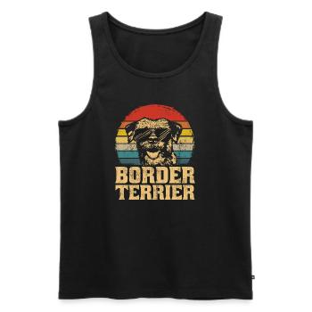 Cadeau drôle de chiot de chien de frontière Terrier - Débardeur bio Premium Homme - noir - Devant - Michal (187cm)