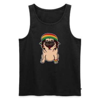 Reggae Rasta Rastafari Jamaica Mops Hund Geschenk - Männer Premium Bio Tank Top - Schwarz - Vorne - AI Model Male 178 light (178cm)