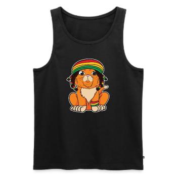 Reggae Rasta Rastafari Jamaïque Chat Chat Cadeau - Débardeur bio Premium Homme - noir - Devant - Michal (187cm)