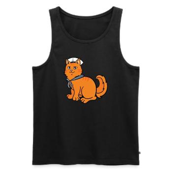 Sailing sailboat sailor cat kitten gift - Men's Premium Organic Tank Top - black - Front - AI Model Male 178 light (178cm)