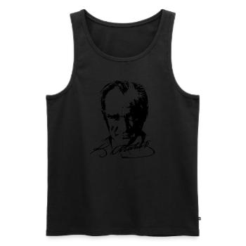 Mustafa Kemal Ataturk - Men's Premium Organic Tank Top - black - Front - AI Model Male 178 light (178cm)