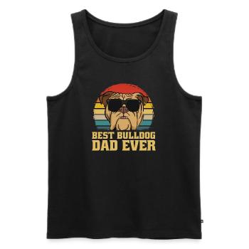 Bulldogge Hund Hunde Vater Dad Papa Retro Geschenk - Männer Premium Bio Tank Top - Schwarz - Vorne - Michal (187cm)