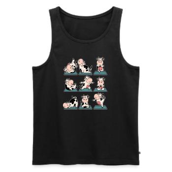Lustige Kuh Kühe Kalb Yoga Gymnastik Geschenk - Männer Premium Bio Tank Top - Schwarz - Vorne - Michal (187cm)