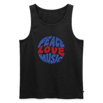 Peace Love Music Hippie Festival Musique - Débardeur bio Premium Homme - noir - Devant - AI Model Male 178 light (178cm)