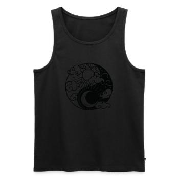 Sun Moon Yin Yang Sonne Halbmond Meditation - Männer Premium Bio Tank Top - Schwarz - Vorne - Michal (187cm)