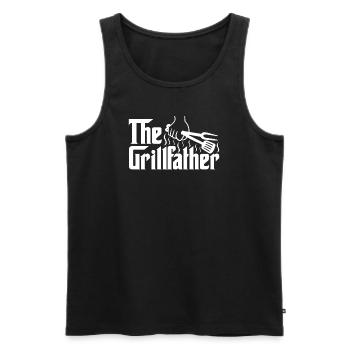 Le père papa du grill père grillant un cadeau amusant - Débardeur bio Premium Homme - noir - Devant - Michal (187cm)