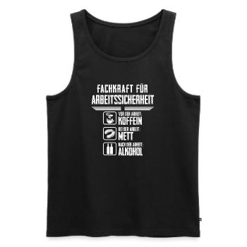 Fachkraft Arbeitssicherheit Alkohol Koffein Mett - Männer Premium Bio Tank Top - Schwarz - Vorne - AI Model Male 178 light (178cm)