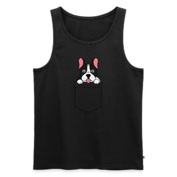 French Bulldog Französische Bulldogge Taschentier - Männer Premium Bio Tank Top - Schwarz - Vorne - AI Model Male 178 light (178cm)