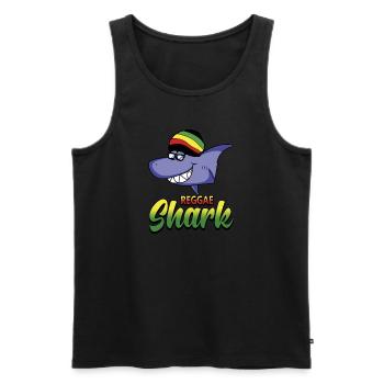 Reggae Shark Rastafari Musique Cadeau Jamaïque - Débardeur bio Premium Homme - noir - Devant - AI Model Male 178 light (178cm)