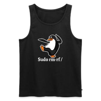 Tux Linux Penguin Sudo Rm Rf | Computer Geek Hack - Men's Premium Organic Tank Top - black - Front - AI Model Male 178 light (178cm)