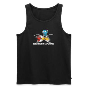 Electricity Explained Physik | Funny Lehrer Nerd - Männer Premium Bio Tank Top - Schwarz - Vorne - AI Model Male 178 light (178cm)
