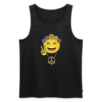 peace emoji Blumen lachen gelb emojis Geschenk - Männer Premium Bio Tank Top - Schwarz - Vorne - Michal (187cm)