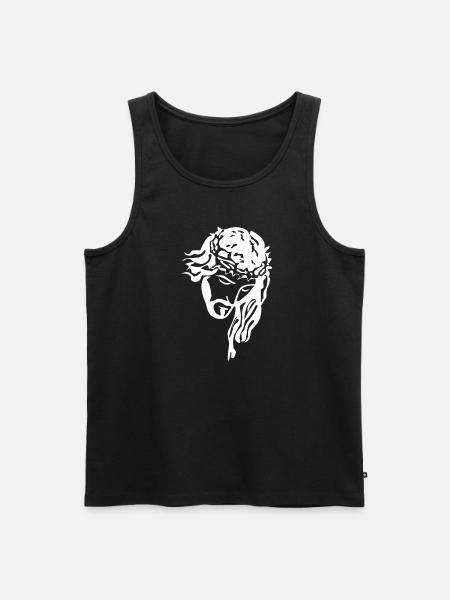 Jesus with rosary silhouette white - Men's Premium Organic Tank Top - black