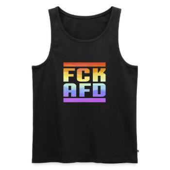 FCK AFD Regenbogenfarben Die Welt ist bunt - Männer Premium Bio Tank Top - Schwarz - Vorne - Michal (187cm)