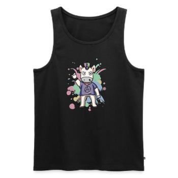 Einhorn punk Pastell Unicorn Punkrock Geschenk - Männer Premium Bio Tank Top - Schwarz - Vorne - Michal (187cm)
