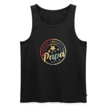 Vintage Ehemann Papa Grillmeister Held - Männer Premium Bio Tank Top - Schwarz - Vorne - Michal (187cm)
