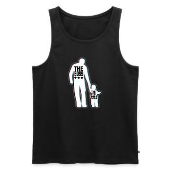Père et fils papa fils fête des pères patron partenaire look - Débardeur bio Premium Homme - noir - Devant - Michal (187cm)