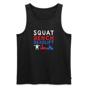 POWERLIFTING : Squat Bench - Débardeur bio Premium Homme - noir - Devant - AI Model Male 178 light (178cm)