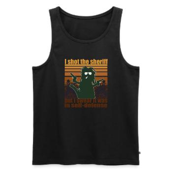 Rasta Cat Shot The Sheriff Cannabis Marijuana - Men's Premium Organic Tank Top - black - Front - AI Model Male 178 light (178cm)